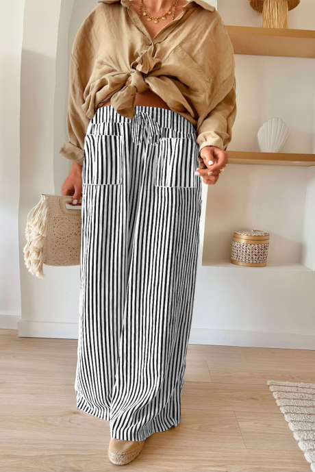 Black Stripe Plus size pant