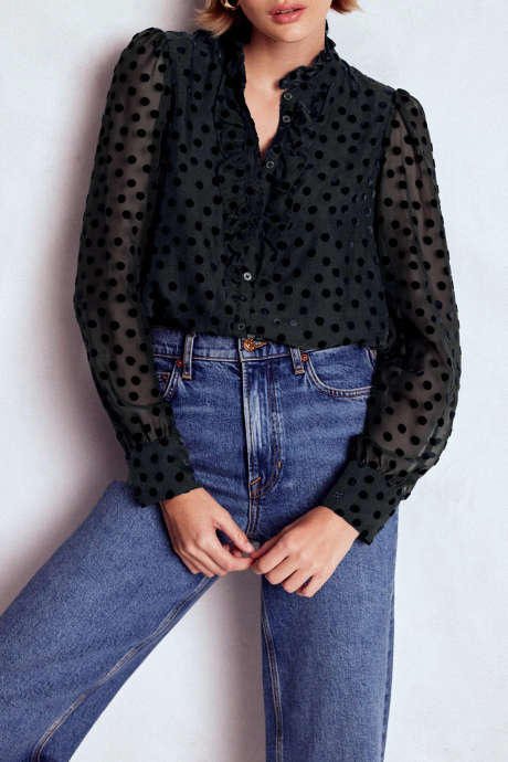 Black Sasha Devore Velvet Top