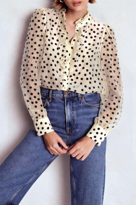 Beige Sasha Devore Velvet Top