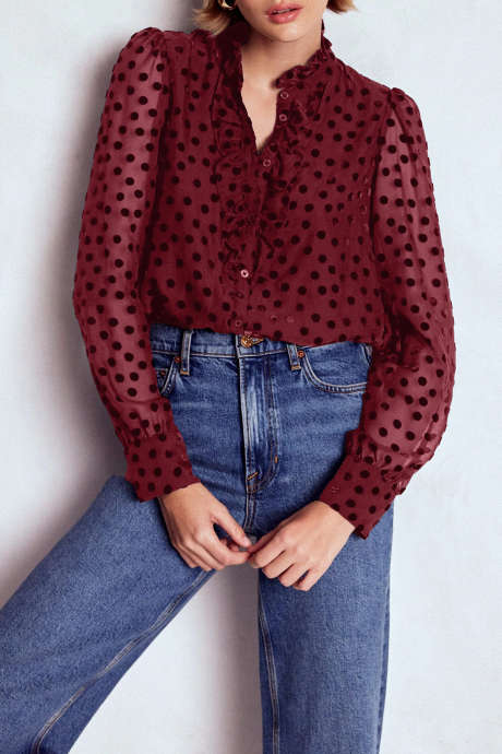 Burgundy Sasha Devore Velvet Top