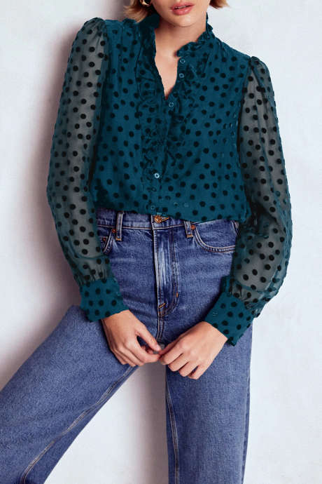 Real Teal Sasha Devore Velvet Top