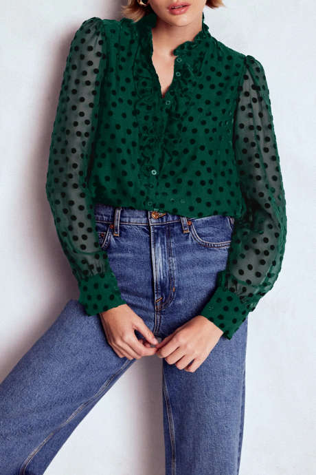 Evergreen Sasha Devore Velvet Top