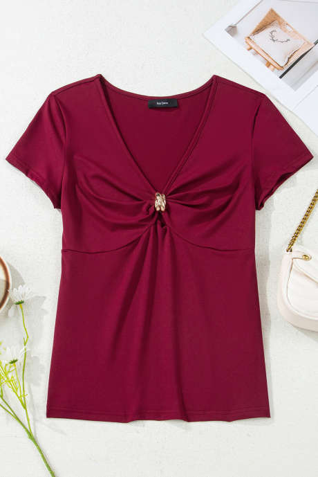 Burgundy Body z dekoltem w serek Stay A Moment ecru