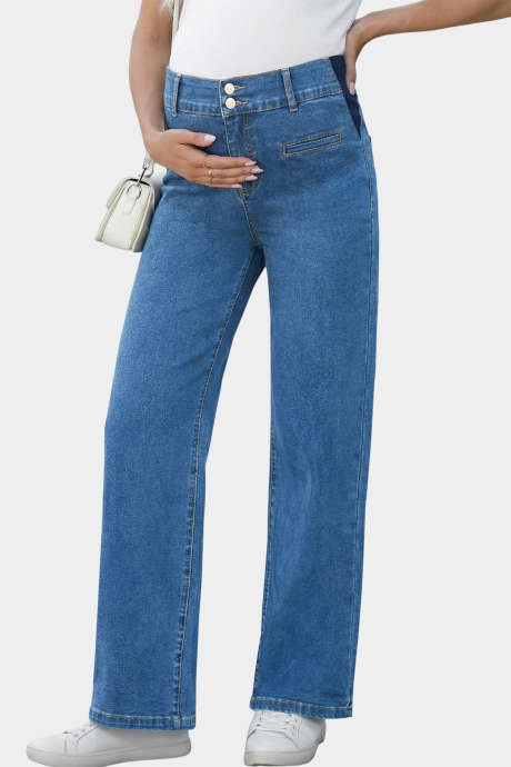 Dark Blue Jeans High Waisted Straight