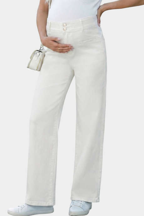 White Jeans High Waisted Straight