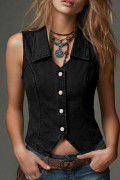 Black women\'s denim vest