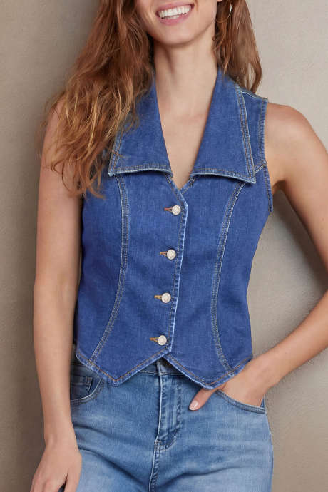 Dark Blue women's denim vest