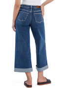Bluing Turn-up Cuffs Womens Loose Jeans