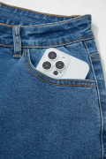 Dark Blue Turn-up Cuffs Womens Loose Jeans