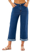 Bluing Turn-up Cuffs Womens Loose Jeans
