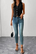 Black women\'s denim vest
