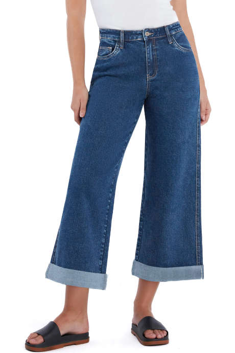 Bluing Turn-up Cuffs Womens Loose Jeans