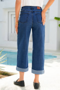 Bluing Turn-up Cuffs Womens Loose Jeans