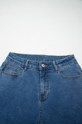 Dark Blue Turn-up Cuffs Womens Loose Jeans
