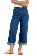 Bluing Turn-up Cuffs Womens Loose Jeans