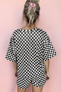Black See What Happens Checkered Top and Short Set