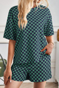Green See What Happens Checkered Top and Short Set