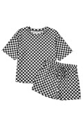 Black See What Happens Checkered Top and Short Set