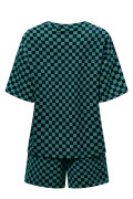Green See What Happens Checkered Top and Short Set
