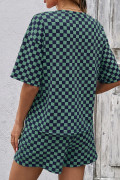 Green See What Happens Checkered Top and Short Set