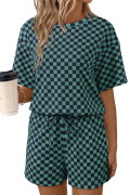 Green See What Happens Checkered Top and Short Set