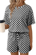 Black See What Happens Checkered Top and Short Set
