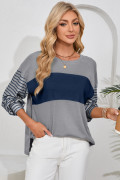 Medium Grey Team Spirit Striped Top - Faded Sage