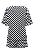 Black See What Happens Checkered Top and Short Set