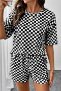 Black See What Happens Checkered Top and Short Set