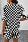 Black See What Happens Checkered Top and Short Set