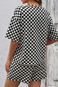 Black See What Happens Checkered Top and Short Set