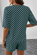 Green See What Happens Checkered Top and Short Set