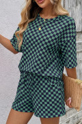 Green See What Happens Checkered Top and Short Set