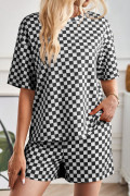 Black See What Happens Checkered Top and Short Set