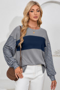Medium Grey Team Spirit Striped Top - Faded Sage