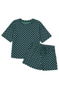 Green See What Happens Checkered Top and Short Set