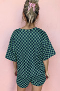 Green See What Happens Checkered Top and Short Set