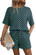 Green See What Happens Checkered Top and Short Set