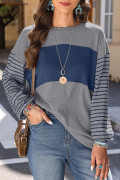 Medium Grey Team Spirit Striped Top - Faded Sage