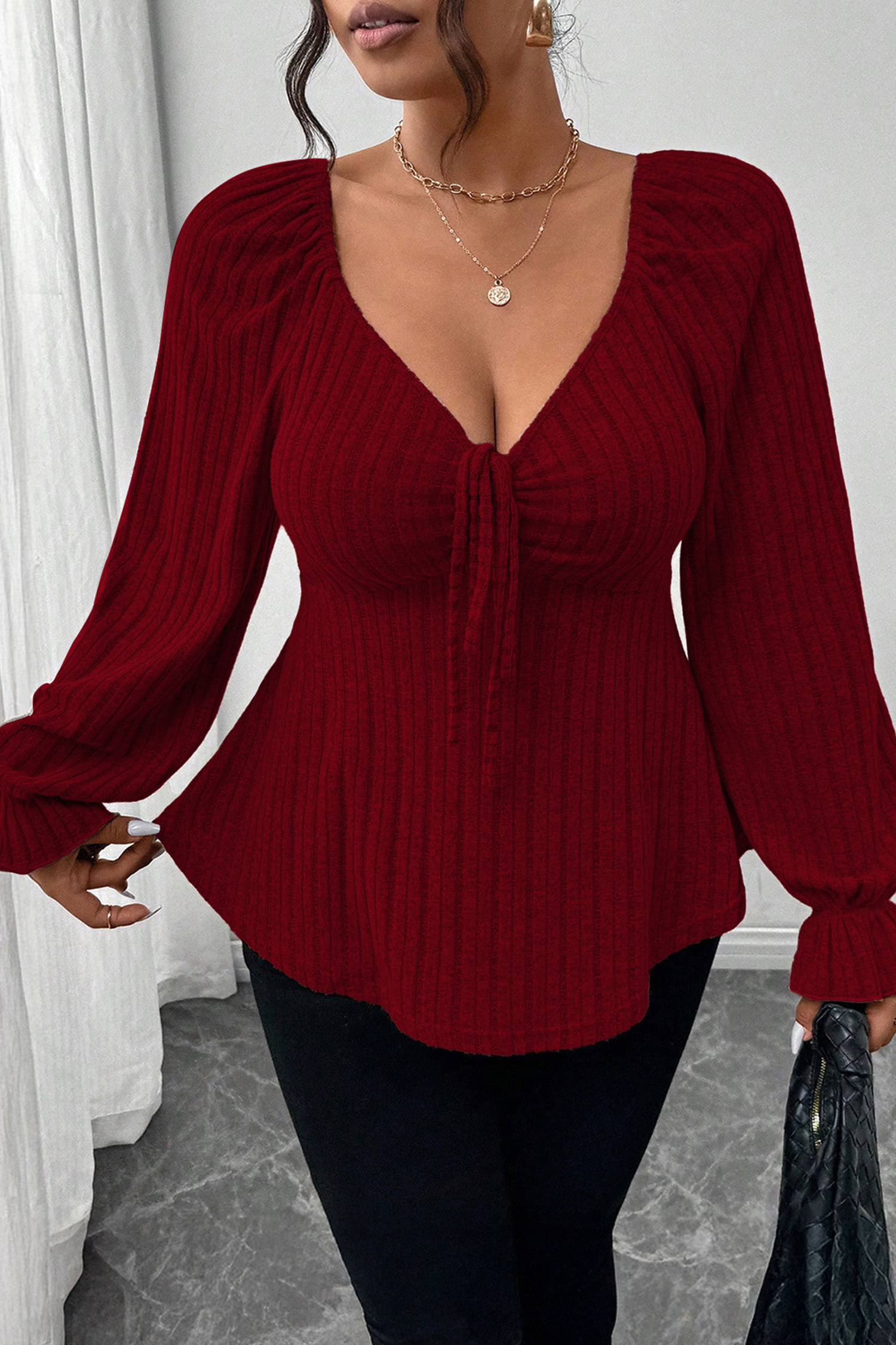 Burgundy plus size top