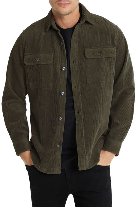 Green JMIERR Men's Corduroy Jacket Casual Button Down Shirts Long Sleeve Shacket Jackets Slim Fit Jacket with Flap Pockets