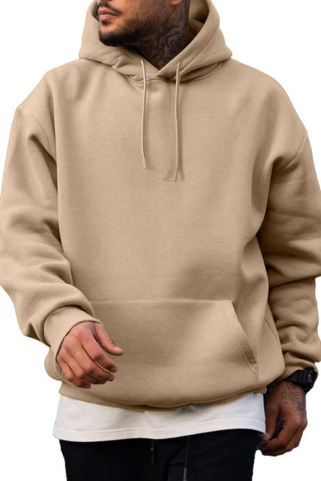 Khaki JMIERR Hooded Sweatshirts for Men Solid Drawstring Hoodies Pullover Sweatshirts Long Sleeve Tops with Pocket Black