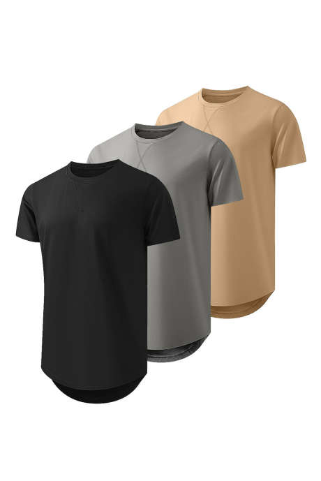 Multicolor-5 JMIERR Mens 3 Pack Crewneck T-Shirt Cotton Hipster Hip Hop Longline Classic Top