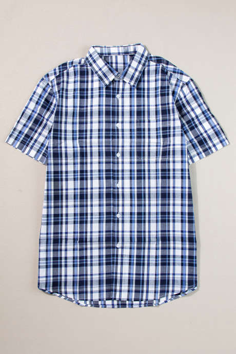 Real Teal JMIERR Mens Short Sleeve Button Down Shirts 100% Cotton Classic Plaid Shirts