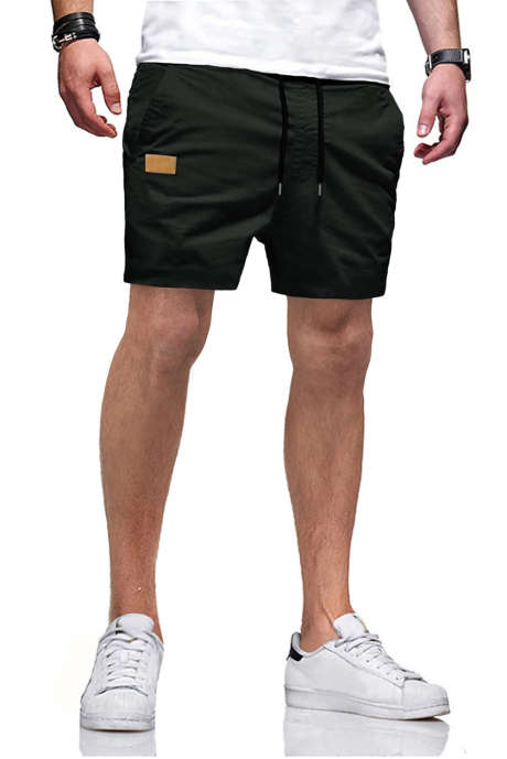 Black JMIERR Mens Cargo Shorts - Drawstring Summer Beach Cotton Stretch 4 Inch Shorts With Packet Khaki