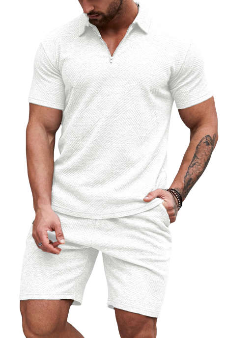 White JMIERR Mens Tracksuits 2 Pieces Set Short Sleeve Polo Shirt Jogger Beach Shorts Sweatsuit for Men 2 Piece Outfits Black