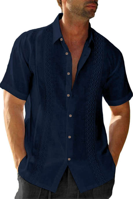 Blue JMIERR Mens Casual Short Sleeve Button Down Linen Shirts Hawaiian Shirts Beach Golf Shirts Men White