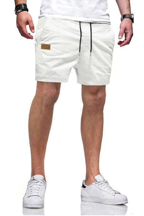 White JMIERR Mens Cargo Shorts - Drawstring Summer Beach Cotton Stretch 4 Inch Shorts With Packet Khaki