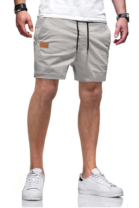 Gray JMIERR Mens Cargo Shorts - Drawstring Summer Beach Cotton Stretch 4 Inch Shorts With Packet Khaki