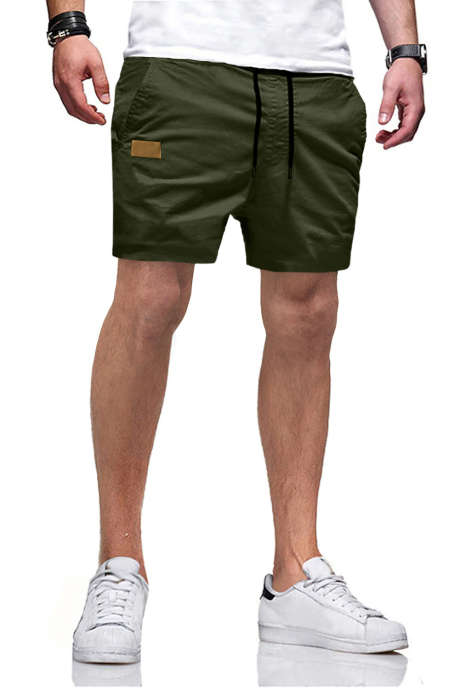 Green JMIERR Mens Cargo Shorts - Drawstring Summer Beach Cotton Stretch 4 Inch Shorts With Packet Khaki